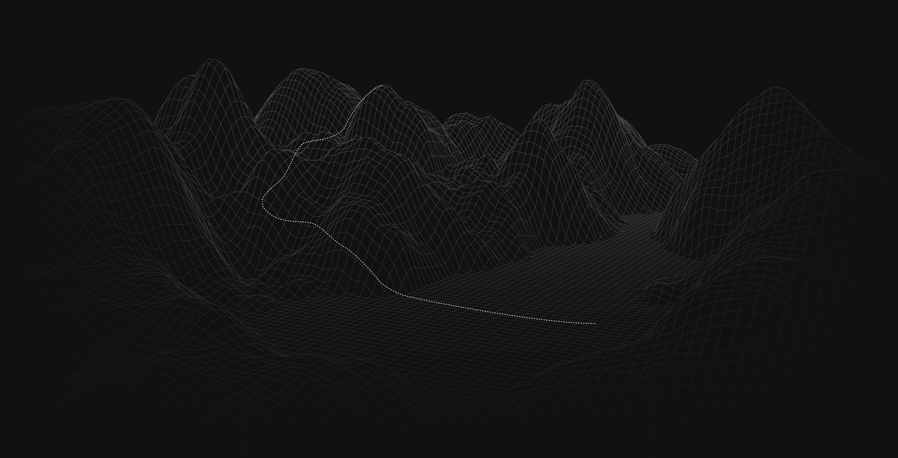 a mountain range with a dotted line showing route of jet-suit pilot travel